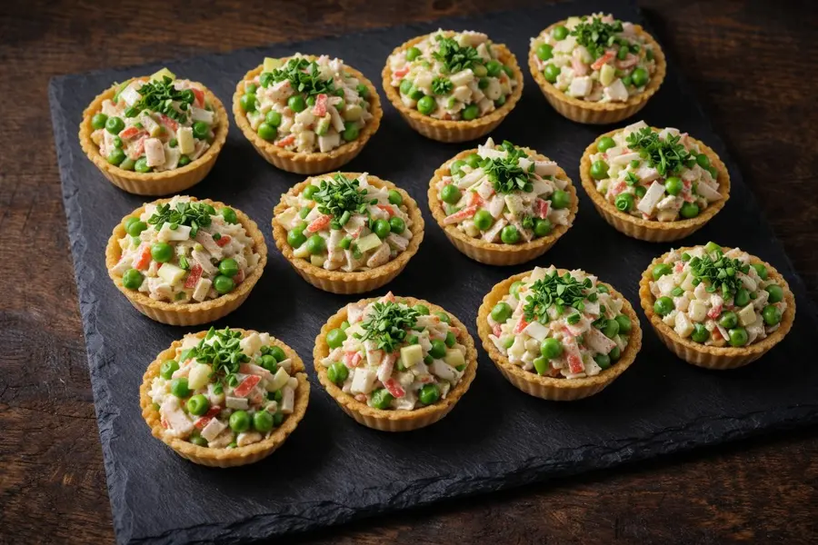 Крабовый салат с горошком и яблоком